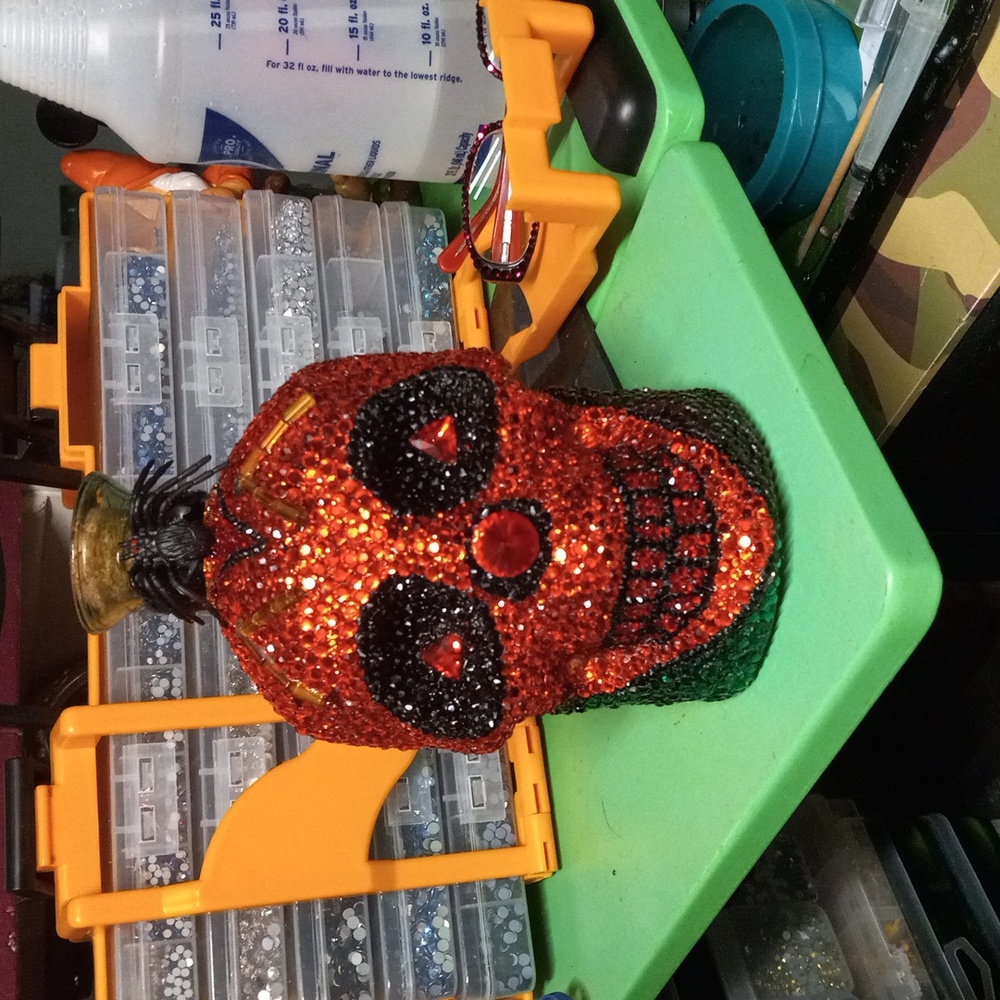 Glass Skull decanter embellished w/ Glass Preciosa Rhinestones